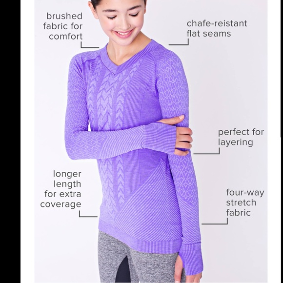 EUC Ivivva by Lululemon Glacier Air Long Sleeve Top Shirt Purple Size 12 - Picture 2 of 13